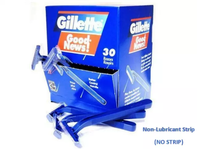 GILLETTE GOOD NEWS BOX OF 30pcs DISPOSABLE RAZOR BLADES SHAVING NO STRIPS