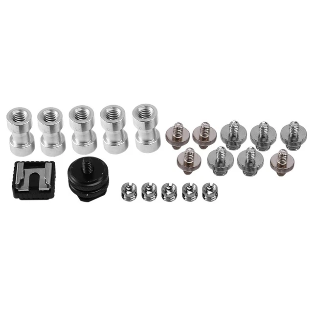 Tornillo de cámara, 22 piezas tornillos roscados convertidor de 1/4 de pulgada y 3/8 de pulgada AdapteG2