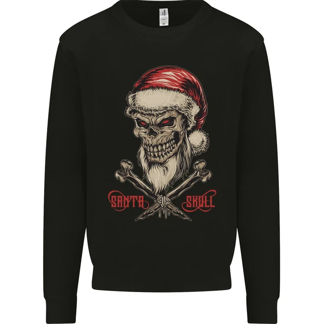 Christmas Santa Skull Heavy Metal Biker Mens Sweatshirt Jumper