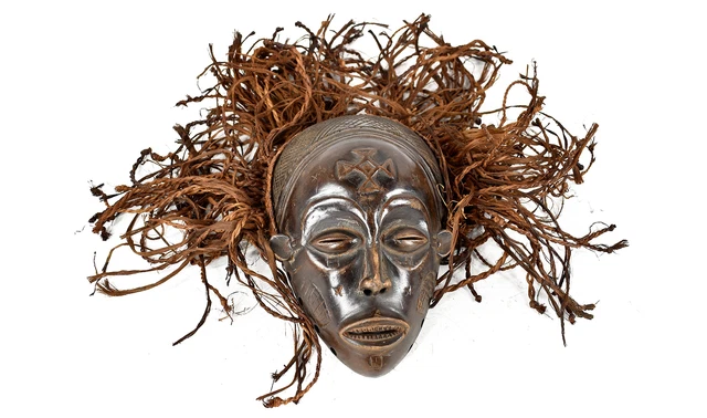 Chokwe Mask Mwana Pwo with Headdress Congo African Art