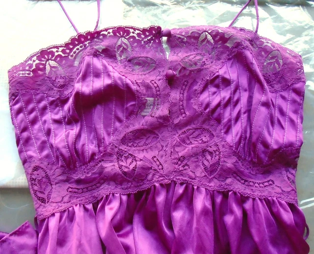 Vintage Lily of France x Rosa Puleo-Szule Nightgown Purple Lace Bodice S Small