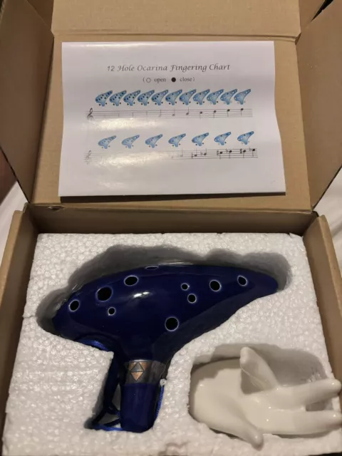 Legend of Zelda Ocarina 12 Hole Alto C With Song Book And Display Stand