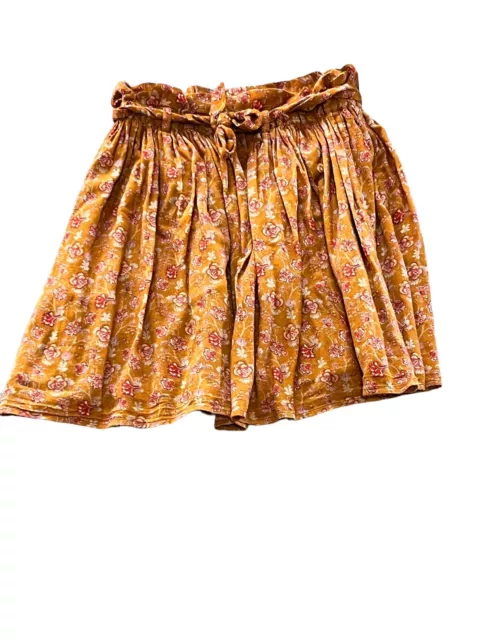Girl's Bonpoint Orange Floral Cotton Jupe Elastic Waist Skirt 10