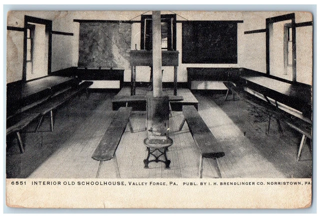 1909 Interior Old School House Scene Valley Forge Pennsylvania PA Chair Postcard