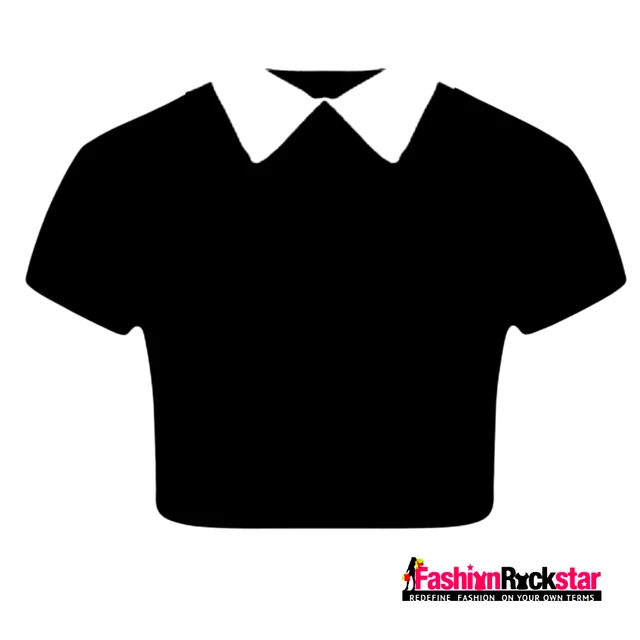 Kids Girls Plain Black Collared Crop Top Age 3-4 to 13-14 Years