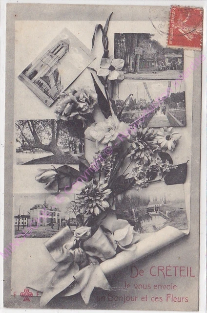 CPA 94000 Créteil Multiviews Flowers ca1908