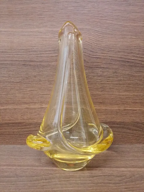 Stunning Mid Century Glass Yellow Vase
