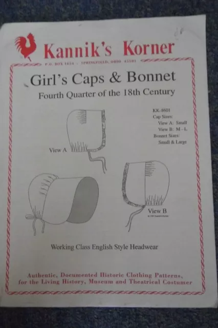 Kannik's Korner - Girls Caps & Bonnet - Fourth Quarter Of The 18Th Century