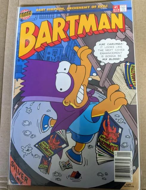 BARTMAN #1 Comic Book The Simpsons Bongo Comics silver Foil 1993 w/poster insert