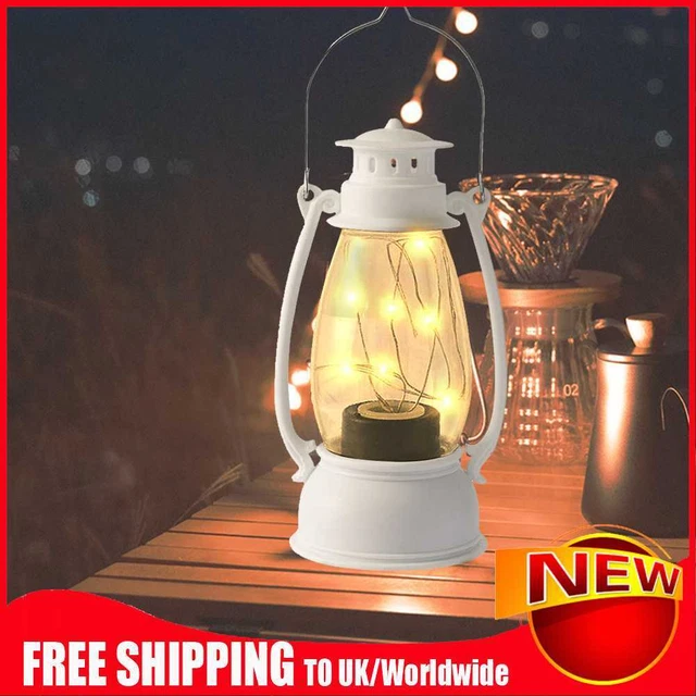 Lámpara de Atmósfera LED Adorno Vintage Vela Linterna Halloween Decoración (Blanco)