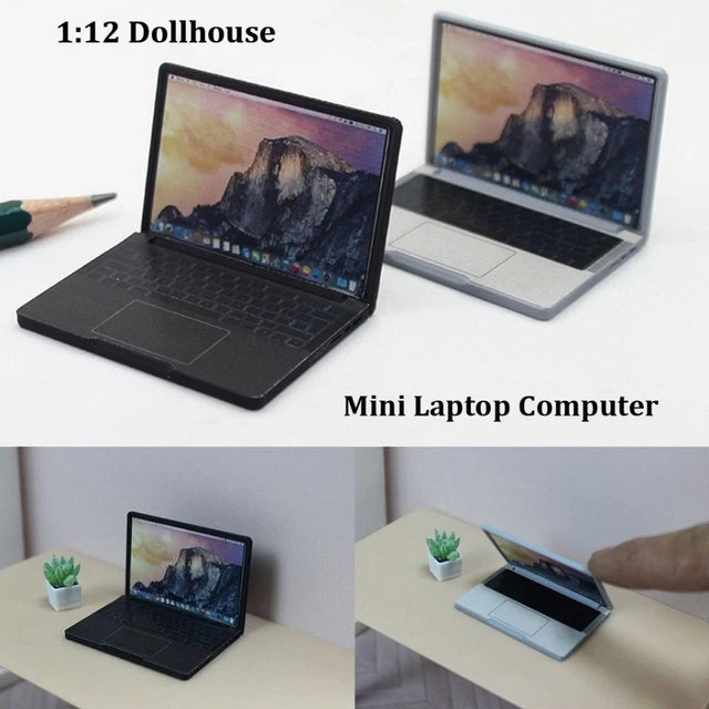 MINI SIMULATION LAPTOP Computer 1:12 Dollhouse Miniature Alloy Crafts £ ...