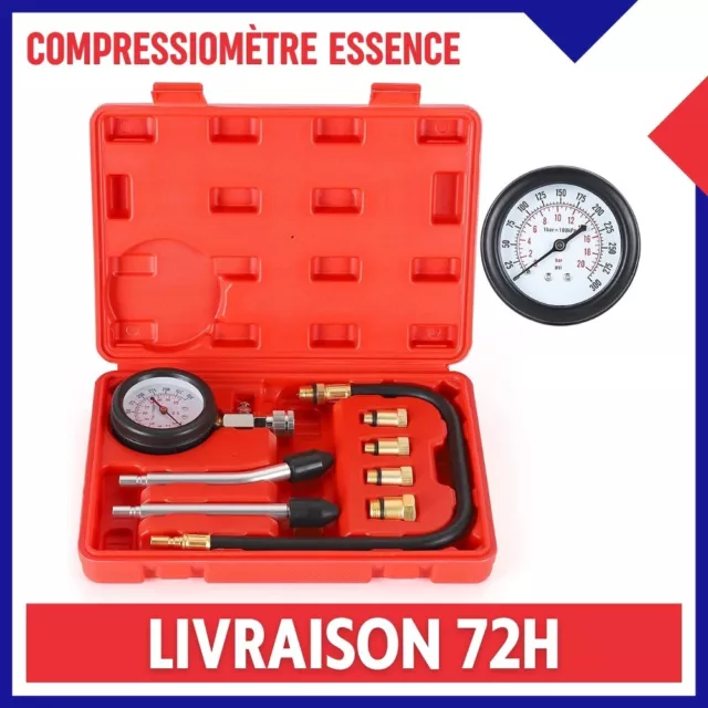 Kit Testeur de Compression Compressiomètre Manomètre 0 - 300 PSI Moteur Essence