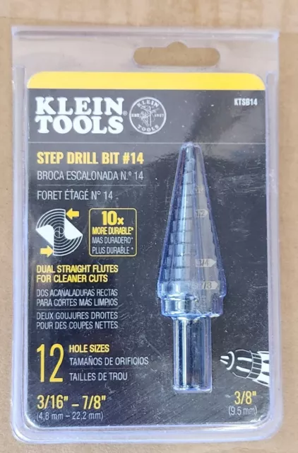 NEW Klein Tools KTSB14 3/16" -7/8" Step Drill Bit (3/8")