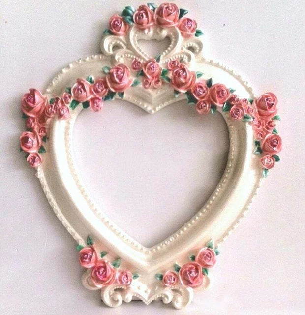 Moule Silicone Cadre Photo Ovale Fleur Perles 17cm pour Plâtre Résine