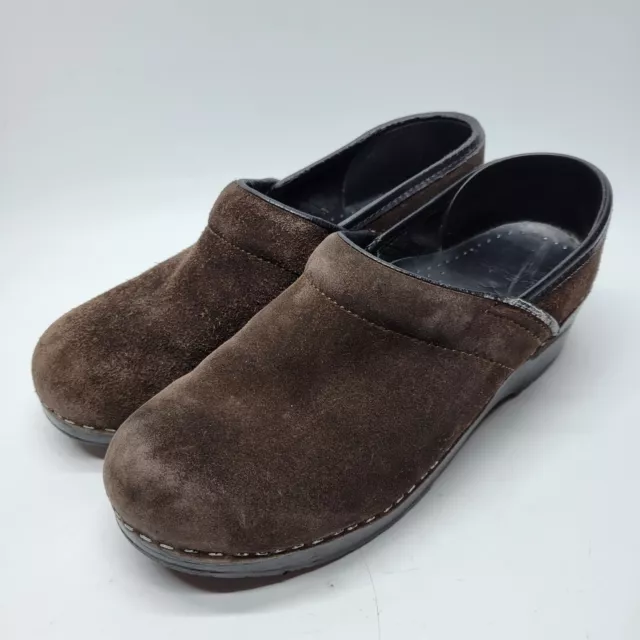 Dansko Clogs Womens 39 Brown Leather Wedge Slip On Comfort Shoes Mule Suede  9