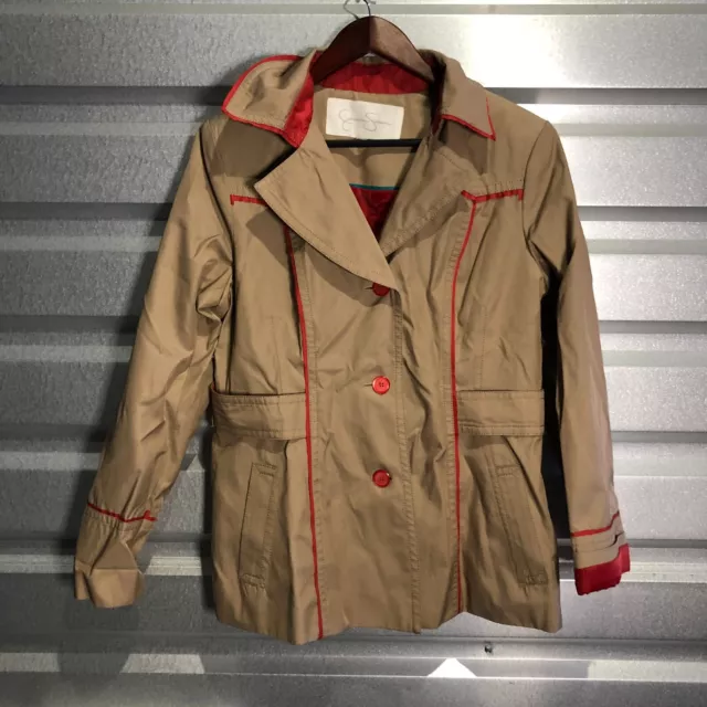 jessica simpson womens trench coat brown red rain medium m pockets no tags s10