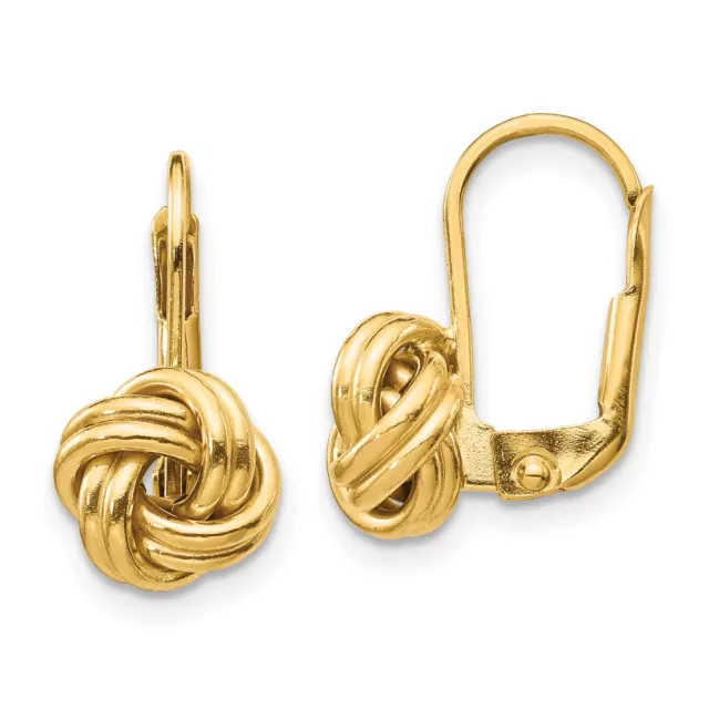 14k Yellow Gold Polished Love Knot Leverback Earrings 17x9 mm