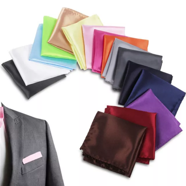 Men's Party Silk Suit Pocket Square Handkerchief Plain Kerchief Towel Hanky