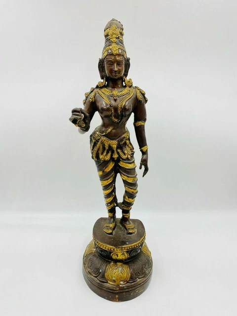 BRONZE SKULPTUR ASIEN TARA GÖTTIN DES MITGEFÜHLS 52cm BRAUN UND GOLD PATINIERT