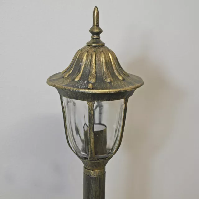 Laterne Stehlampe Gold Antik wetterfest E27 H:1,2m Garten Weg Hof Beleuchtung 2