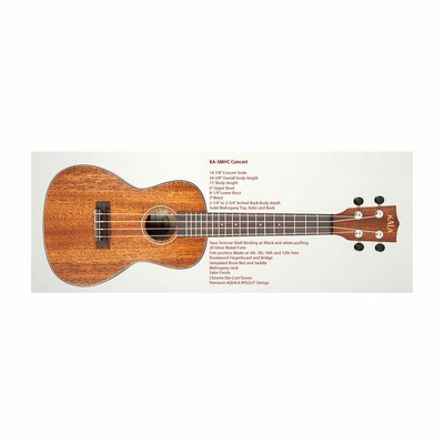 Uc-C Gloss Solide Acajou Concert Ukulele Avec Boîtier Kala KALA Ka-Smh-Cg 