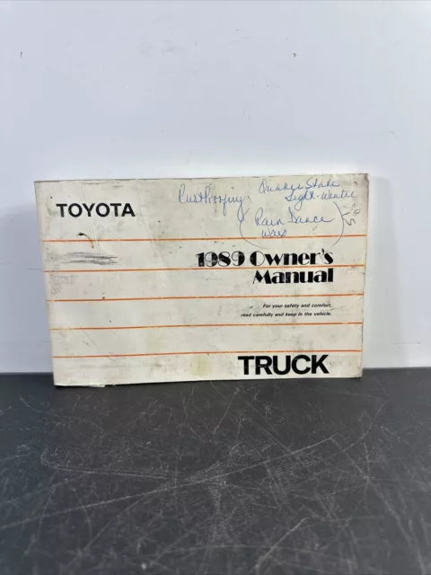 1989 Toyota Pickup Truck Owners Manual