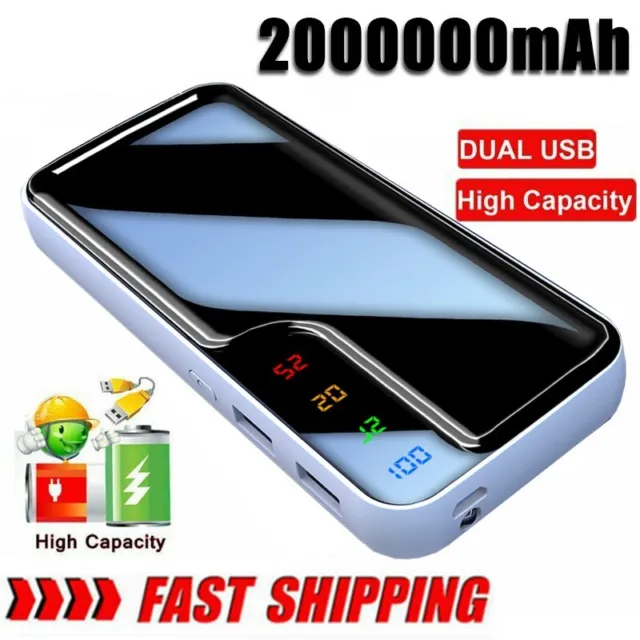 2000000mAh Fast External Portable Power Bank Backup Battery Charger Cell Phone