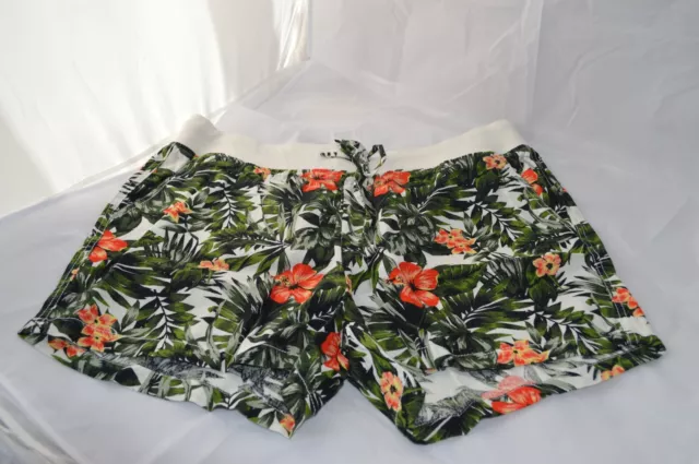 Womens Floral Tropical Printed summer  beach green  Slouch shorts Size 14