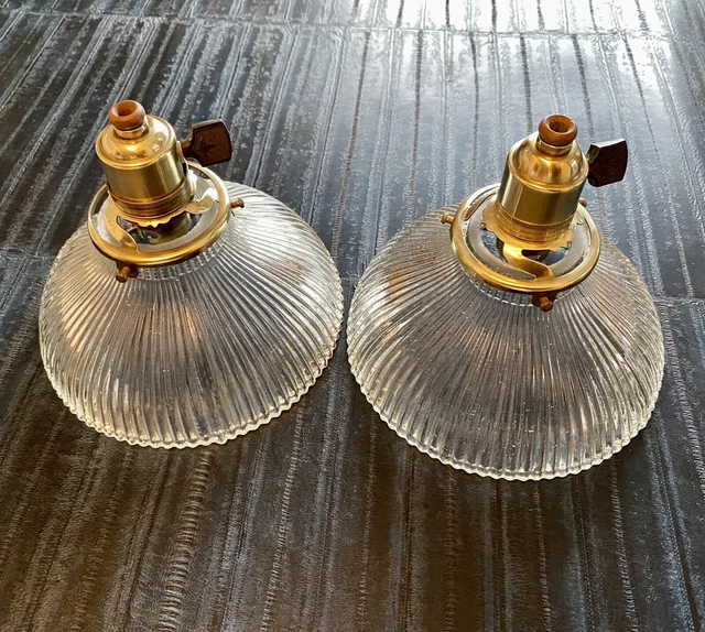 Paire réflecteur abat jour Holophane pour lampe Gras atelier industriel design