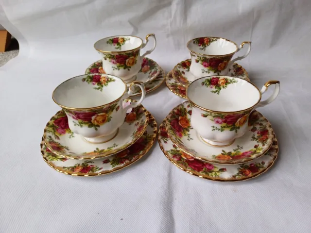 4 x Royal Albert Old Country Roses Tea Trios Cups Saucers and Side Plates 4 Sets