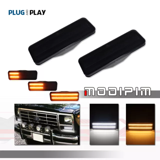 Smoked Switchback LED Parking Signal Lights For 80-86 Ford Bronco F150 F250 F350