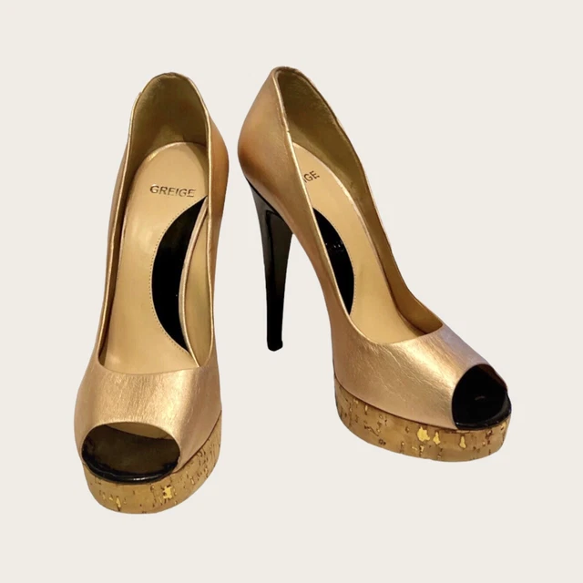 Escarpins Talons Hauts Georgia Rose – Cuir Doré, Taille 38 (5 UK / 7.5 US), Neufs Sans Boîte