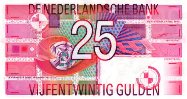 05 Netherlands / Niederlande P100 25 Gulden 1989 UNC