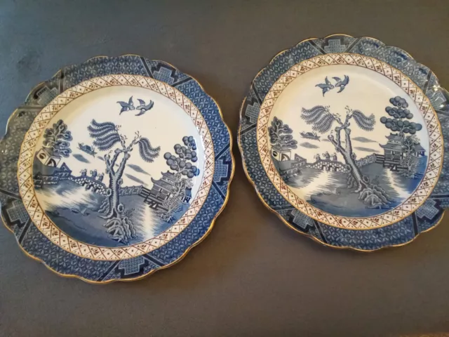 Pair Of Booths Real Old Willow Plates 21cm Mint Condition