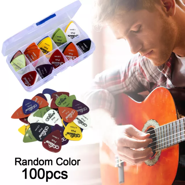 100pcs Guitar Picks Acoustic Electric Plectrums ABS Celluloid Assorted Colors