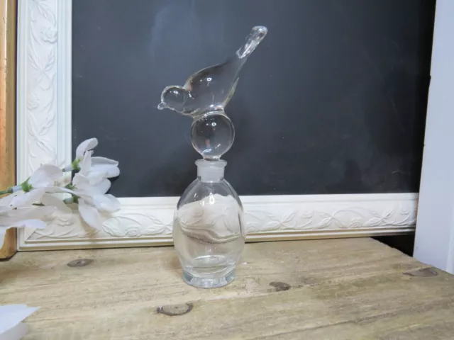 Glass Perfume Bottle With Glass Bird  Stopper