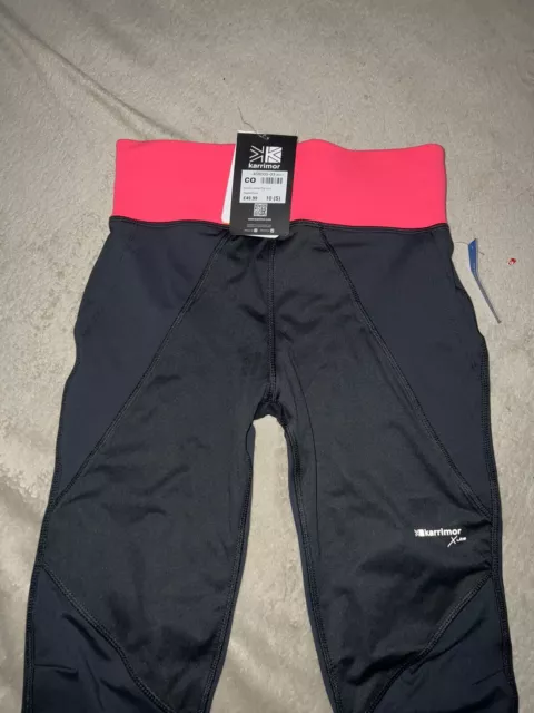 KARRIMOR ladies black/pink running leggings size 10 Bnwt Rrp £50