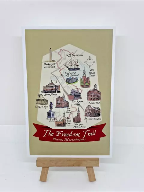 Boston, Massachusetts - The Freedom Trail - Map  Lantern Press Postcard (LP171)