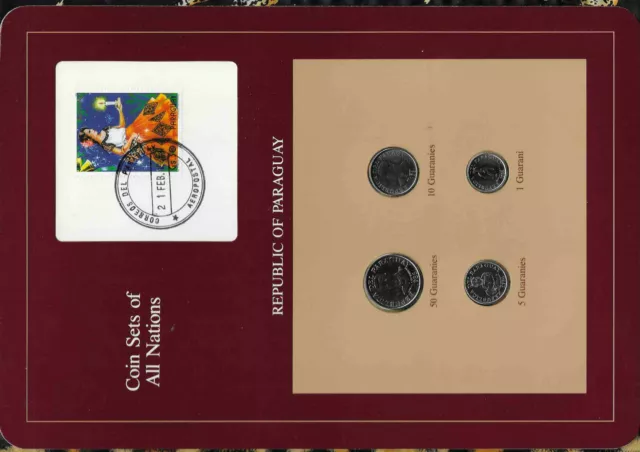 Coin Sets of All Nations Paraguay w/card UNC 5 Guar. 1984 1,10,50 Guaranies 1986