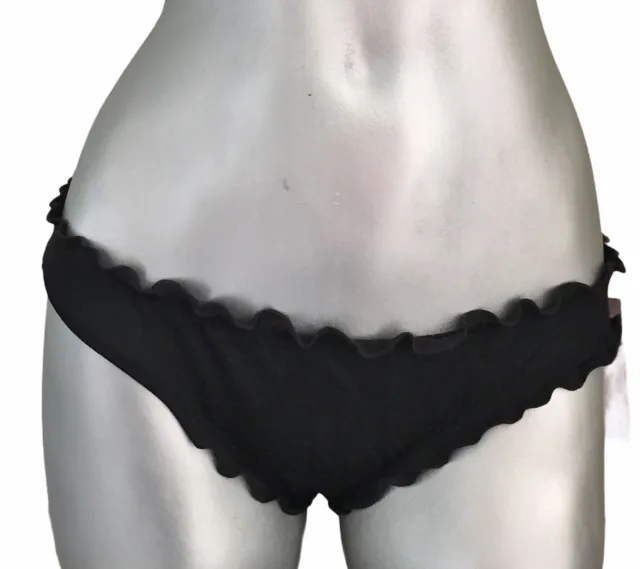 Victorias Secret Ruched Ruffle Cheeky Bikini Swim Bottom Black S Nwt