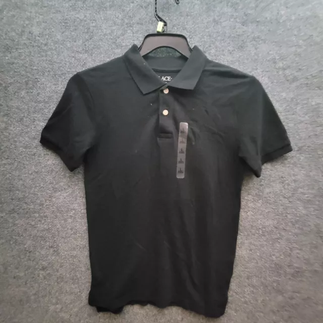 The Childrens Place Short Sleeve Polo Shirt Boys L 10-12 Black Casual