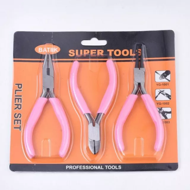 Mini Jewelry Plier Round Nose Pink Pliers Wire Cutter Stainless Steel Tools Kit