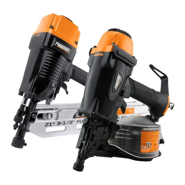 Freeman Framing Nailer 3-1/2" 21-Degree w/ Case + 2-1/2" 15-Degree Coil Siding