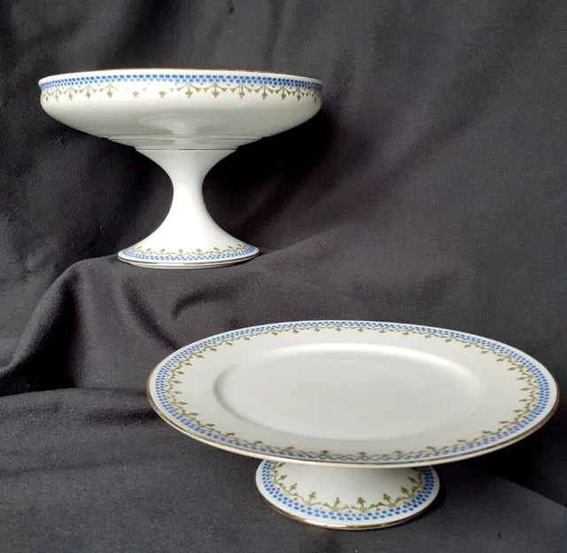 Compotier / Assiette Montée En Porcelaine Anglaise Mintons - Modèle Morton Festoon - Ø 22.5 Cm