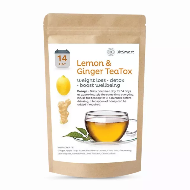 14 Day Detox Tea Weight Loss Tea Slimming Diet Teabags Lemon & Ginger Burn Fat