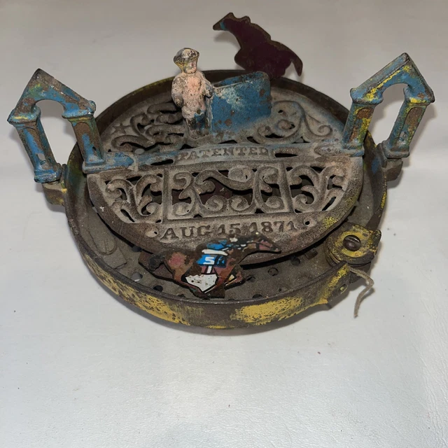 Antique Cast Iron Mechanical Bank, Horse Race, Restoration Project