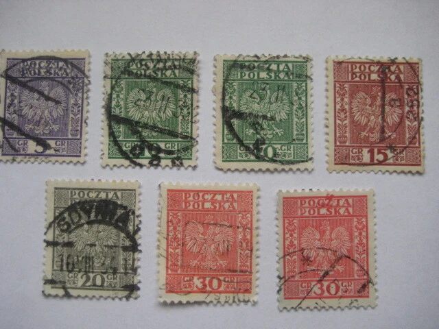 Polen Polska  1932/33  Mi.Nr.272+273+274+275 + 277 gestempelt Adler Wappen  Falz
