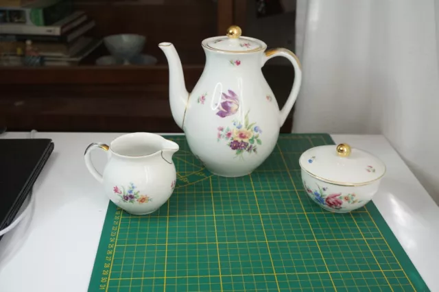 Kaffeeset Kaffeekanne Arzberg Hermann Gretsch Form 1350 B 1930er Jahre Blumen