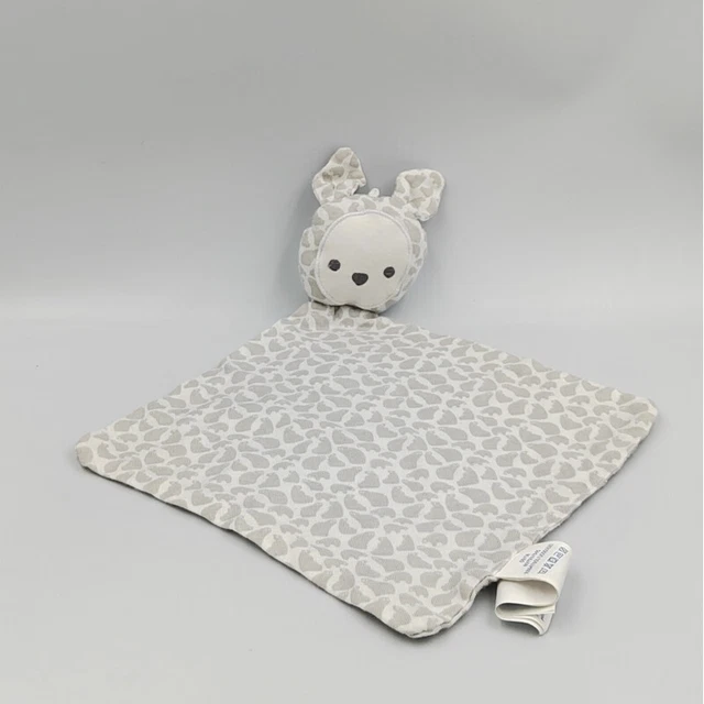 Doudou plat lapin gris blanc ours OBAIBI - 32270