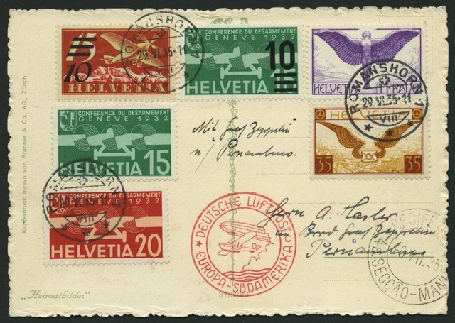 ZULEITUNGSPOST Schweiz: 1935, 7. Südamerikafahrt, Prachtkarte
